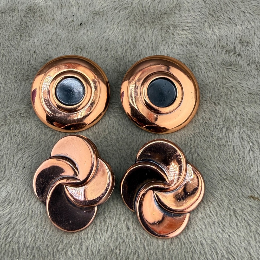 Vintage Renoir Clip On Earrings Lot of 2 Copper